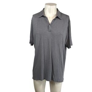 Robert Barakett Montreal Mens XL Gray Slub Knit Short Sleeve Polo Shirt Collared